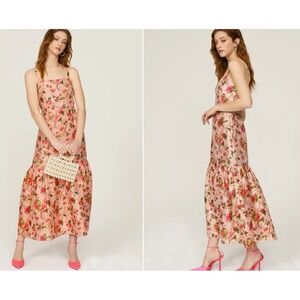 LK Bennett Essie Floral Dress Silk Satin